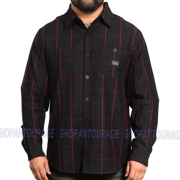 Sullen Pinline SCM5090 New Long Sleeve Flannel Button Down Shirt for Men - Picture 1 of 3